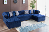 Larry Velvet Navy Double Chaise Sectional - Olivia Furniture
