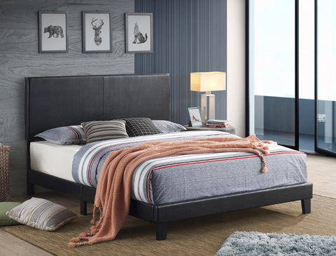Yates Black Faux Leather King Platform Bed - Olivia Furniture