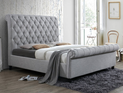 Kate Gray Upholstered Queen Sleigh Platform Bed - Olivia Furniture