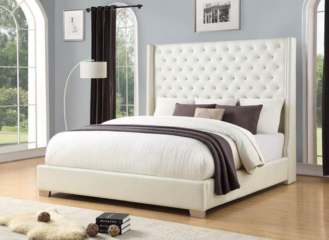 Diamond Tufted White 6 FT King Bed | HH323 - Olivia Furniture