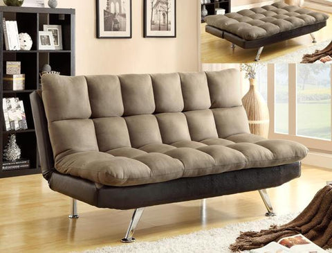 Sundown Espresso/Pebble Adjustable Futon Sofa - Olivia Furniture