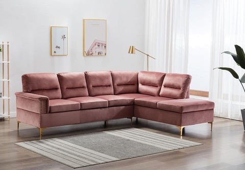 Vogue Sectional (Pink Velvet) - Olivia Furniture