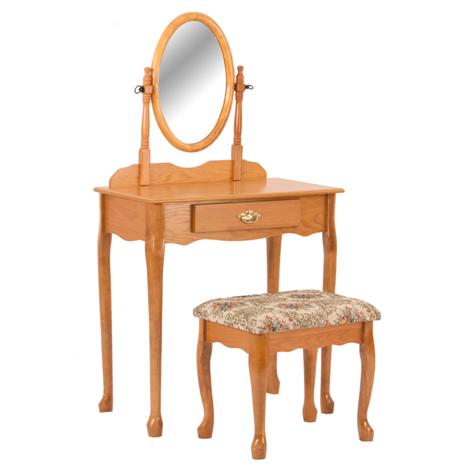 Oval Oak Vanity Set - Olivia Furniture