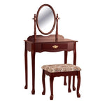 Oval Cherry Vanity Set - Olivia Furniture