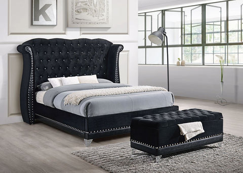 Luxor Black Velvet King Bed - Olivia Furniture