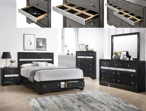 Regata Black Storage Platform Bedroom Set - Olivia Furniture