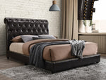 Janine Brown Queen Upholstered Platform Bed with USB Port - Olivia Furniture