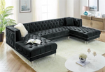 Prada Black Velvet Double Chaise Sectional - Olivia Furniture