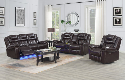 Alexa Brown 3pc Power Living Room Set - Olivia Furniture